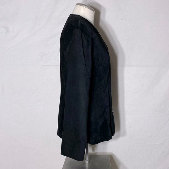 Vintage Danier black suede button front light jacket 90s blazer S - Picture 5 of 13